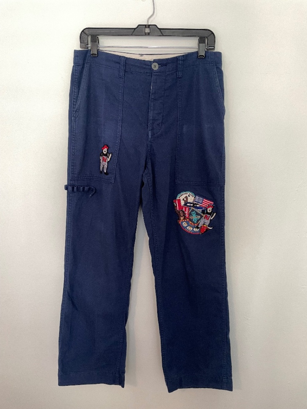 Ne Net by Issey Miyake Patchwork Pants, Blue Straight Leg Unisex 31" Waist
